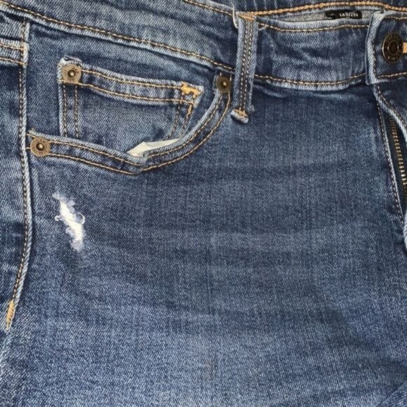 Gap Girlfriend Jeans Womens 8R Distressed Mid-Rise Dark Wash Denim Casual Pants - Picture 4 of 12